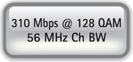 310 MBPS @ 128 QAM 56 MHZ CH BW